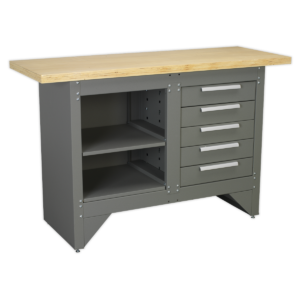 Heavy-Duty Workbench with 5 Drawers