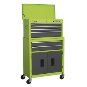 American PRO® Topchest & Rollcab Combination 6 Drawer - Green/Grey