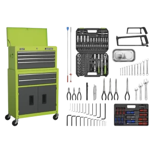 American PRO® Topchest & Rollcab Combination 6 Drawer with 170pc Tool Kit - Green/Grey