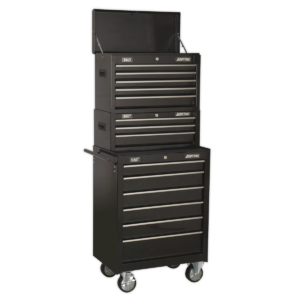 American PRO® Topchest, Mid-Box Tool Chest & Rollcab Stack 14 Drawer - Black