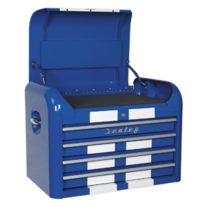 Premier™ Retro Style Topchest 4 Drawer - Blue with White Stripes