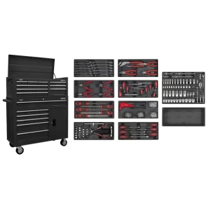 American PRO® Topchest & Rollcab Combination 15 Drawer with 117pc Tool Kit - Black