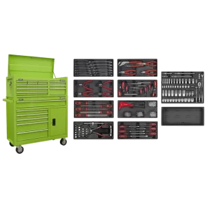 American PRO® Topchest & Rollcab Combination 15 Drawer with 117pc Tool Kit- Green