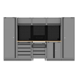 Superline PRO® Black Edition Storage System with Rubber Wood Worktop 3.24m