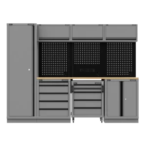 Superline PRO® Black Edition Storage System with Rubber Wood Worktop 2.64m