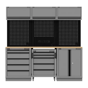 Superline PRO® Black Edition Storage System with Rubber Wood Worktop 2.04m