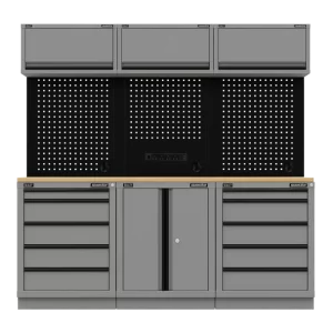 Superline PRO® Black Edition Storage System with Rubber Wood Worktop 2.04m