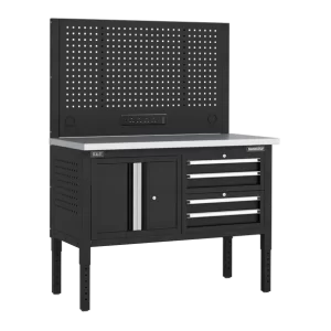 Superline PRO® Modular Workbench with 4 Drawers & Cupboard Stainless Steel Worktop 1265mm