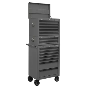 Superline PRO® Topchest, Mid-Box Tool Chest & Rollcab Combination 14 Drawer - Grey