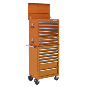 Superline PRO® Topchest, Mid-Box Tool Chest & Rollcab Combination 14 Drawer - Orange