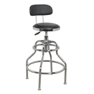 Pneumatic Workshop Stool with Adjustable Height Swivel Seat & Back Rest
