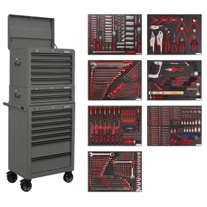 Superline PRO® Tool Chest Combination 14 Drawer with 446pc Tool Kit - Grey