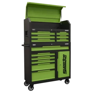 Superline Pro® Topchest & Rollcab Combination 12 Drawer & 1 Door Cupboard - Green