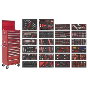 Superline PRO® Tool Chest Combination 14 Drawer with 447pc Tool Kit - Red