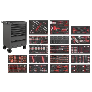Superline PRO® Roll Cab 7 Drawer with 305pc Tool Kit - Grey