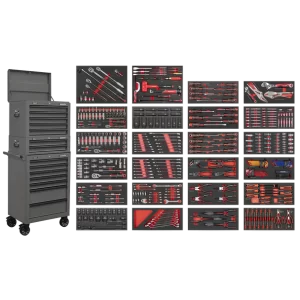 Superline PRO® Tool Chest Combination 14 Drawer with 447pc Tool Kit - Grey