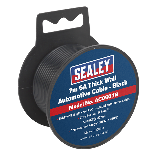 5A Thick Wall Automotive Cable 7m - Black