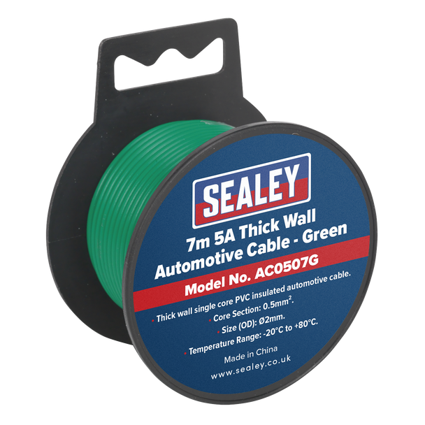 5A Thick Wall Automotive Cable 7m - Green
