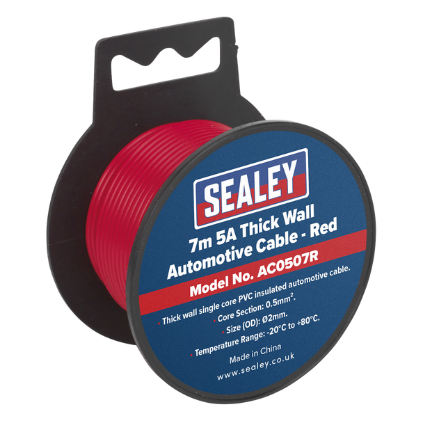 5A Thick Wall Automotive Cable 7m - Red