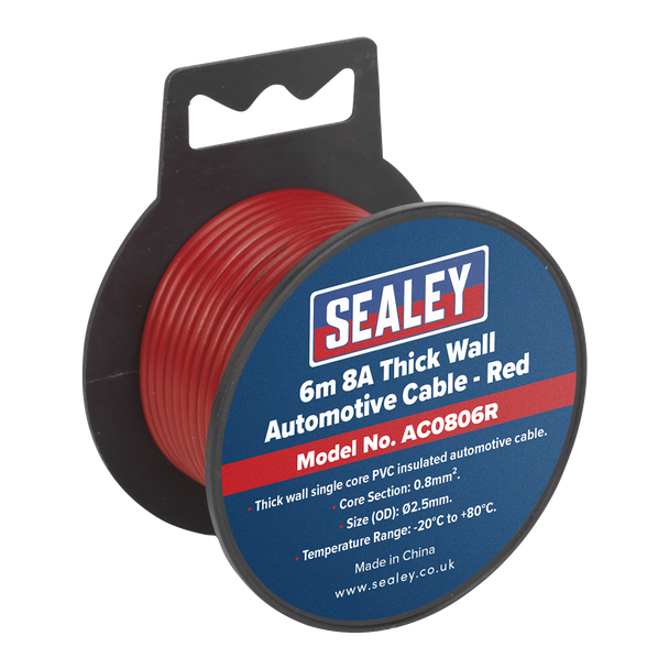 8A Thick Wall Automotive Cable 6m - Red
