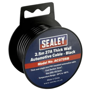27A Thick Wall Automotive Cable 2.5m - Black