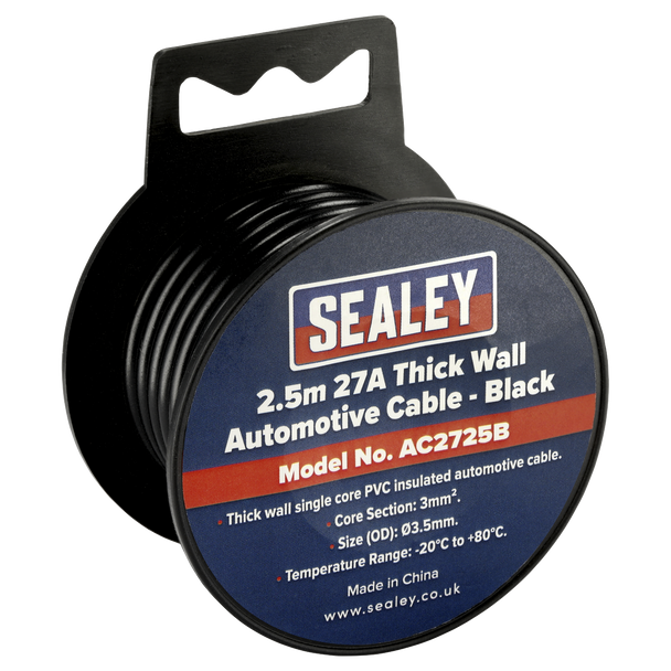 27A Thick Wall Automotive Cable 2.5m - Black