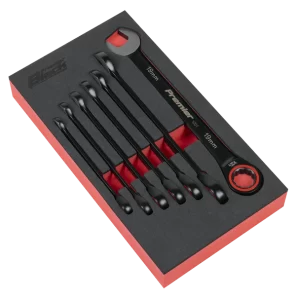 Premier Black Combination Ratchet Spanner Set 7pc