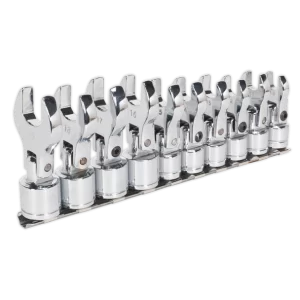 Siegen Flexible Crow's Foot Open-End Spanner Set 3/8"Sq Drive 10pc