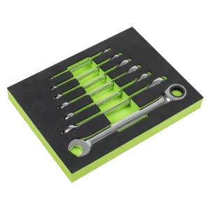 Siegen Combination Ratchet Spanner Set with Tool Tray 7pc
