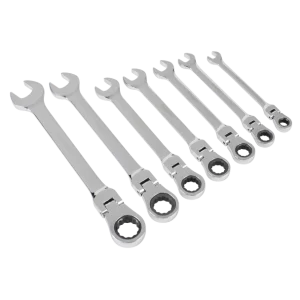 Flexi-Head Combination Ratchet Spanner Set 7pc