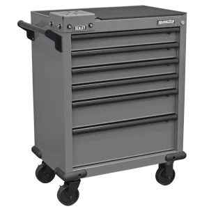 Superline PRO® Rollcab 6 Drawer with Vice Base - Grey/Black