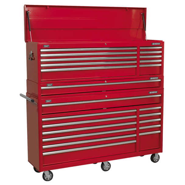 Topchest, Mid-Box Tool Chest & Rollcab Combination 23 Drawer with Ball-Bearing Slides - Red